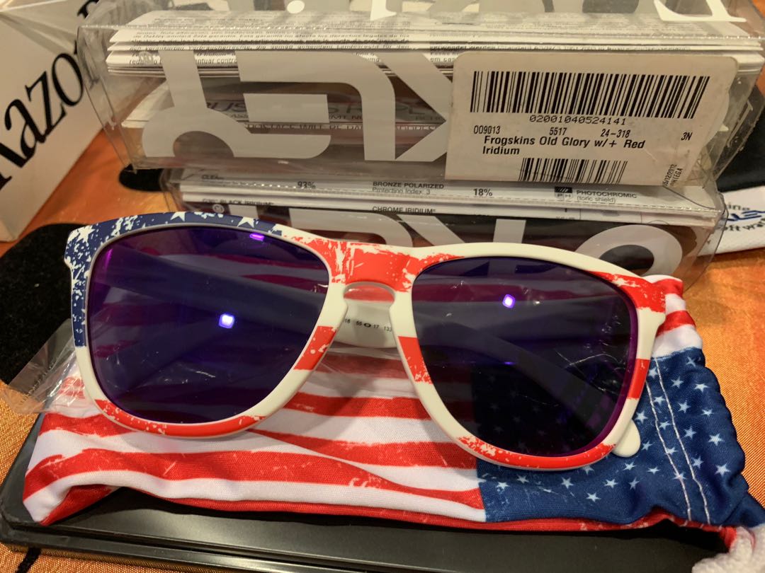 Oakley Frogskin Old Glory, Men's Fashion, Watches & Accessories, Sunglasses  & Eyewear on Carousell