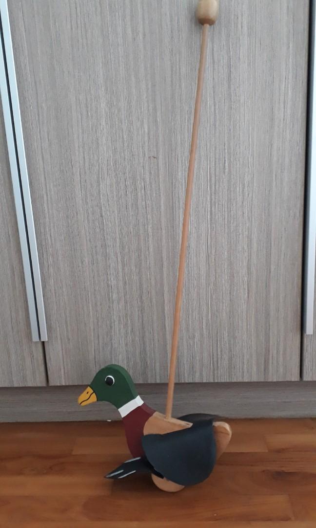 Wooden duck toy clearance on a stick