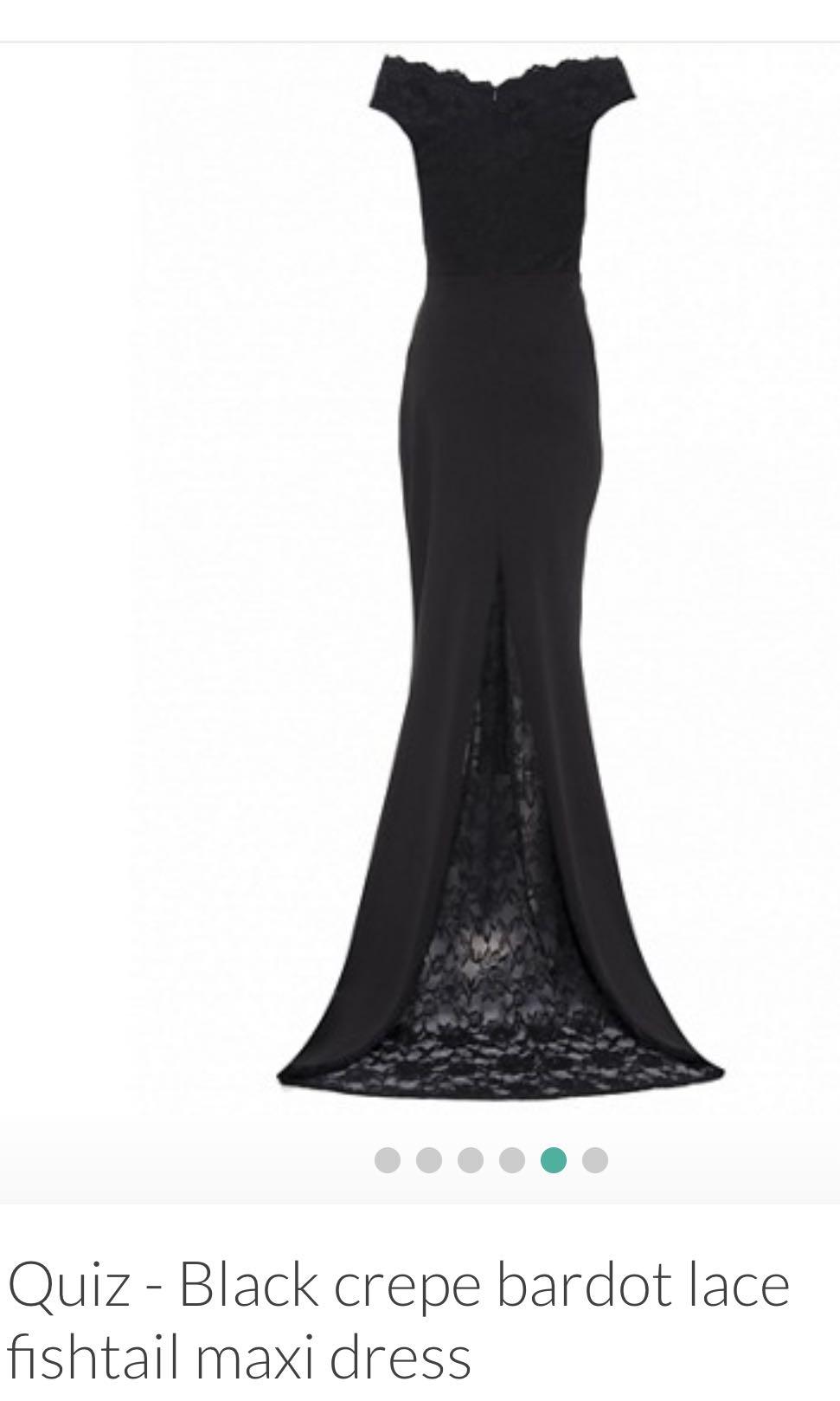 Quiz bardot lace outlet fishtail maxi dress