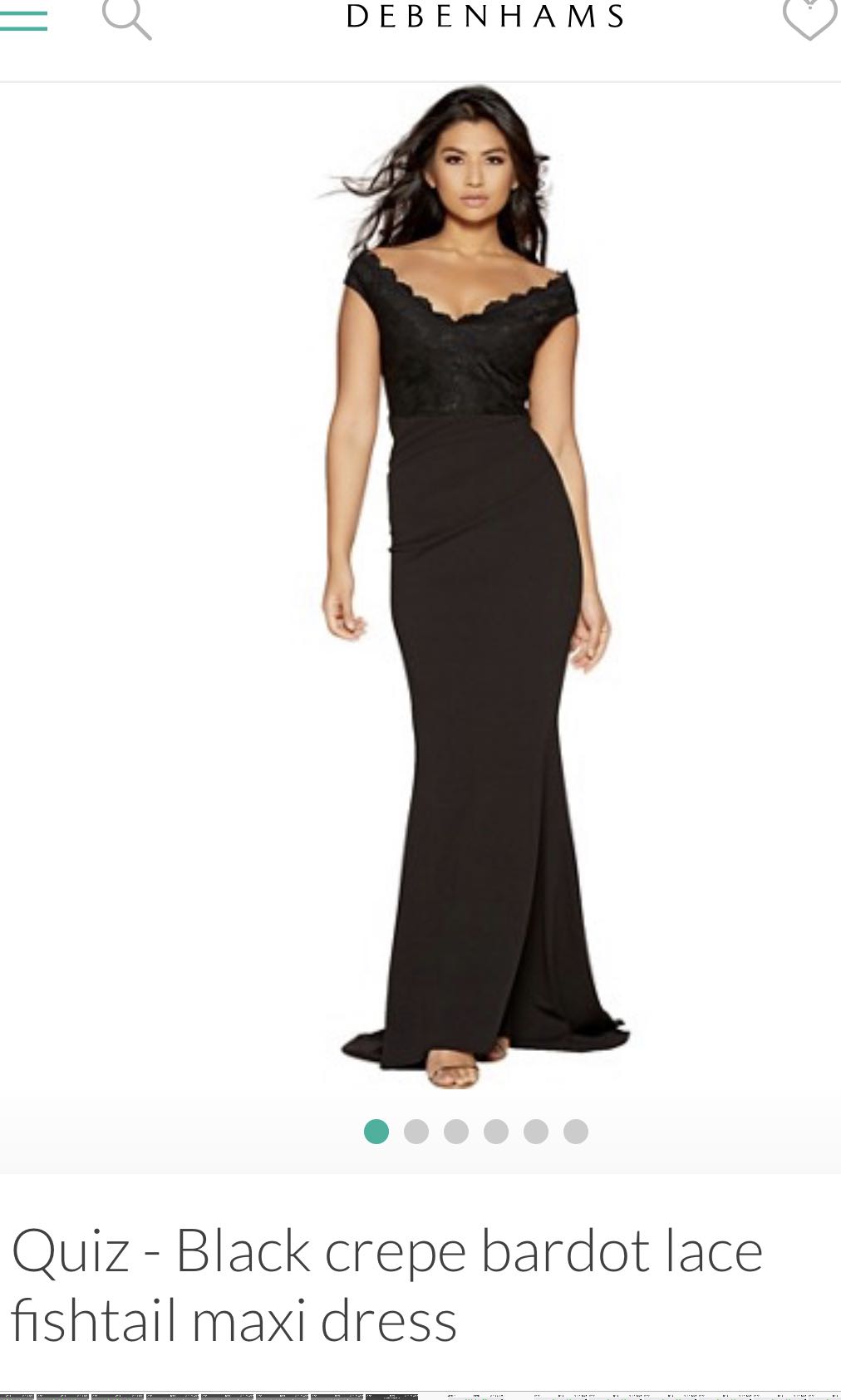 QUIZ Black crepe bardot lace fishtail maxi dress
