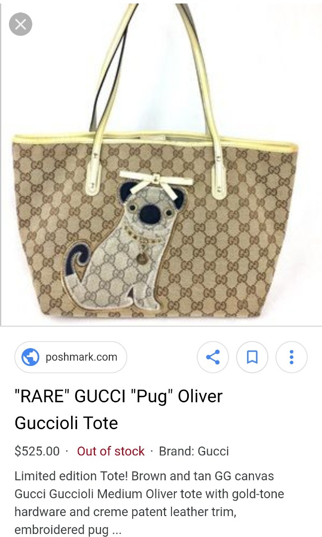 GUCCI GG Guccioli Pug Dog Oliver Canvas Tote Bag With storage bag From –  yuzu22japan