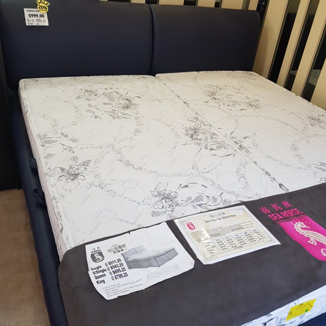 Seahorse Queen Size Storage Bed bedframe, Furniture & Home Living