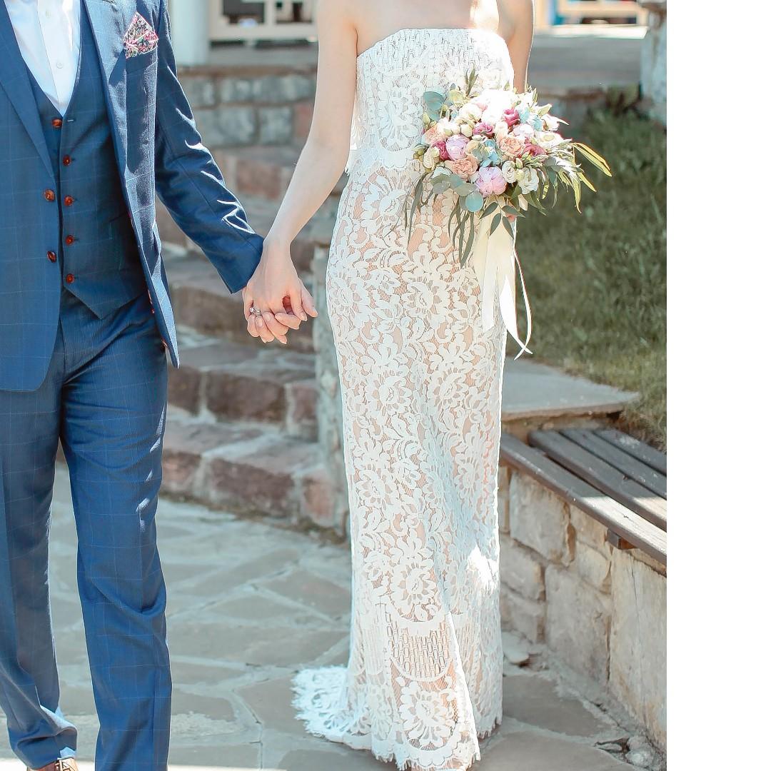 Wedding Dress All over lace bandeau maxi dress from JARLO LONDON. Worn only once and kept