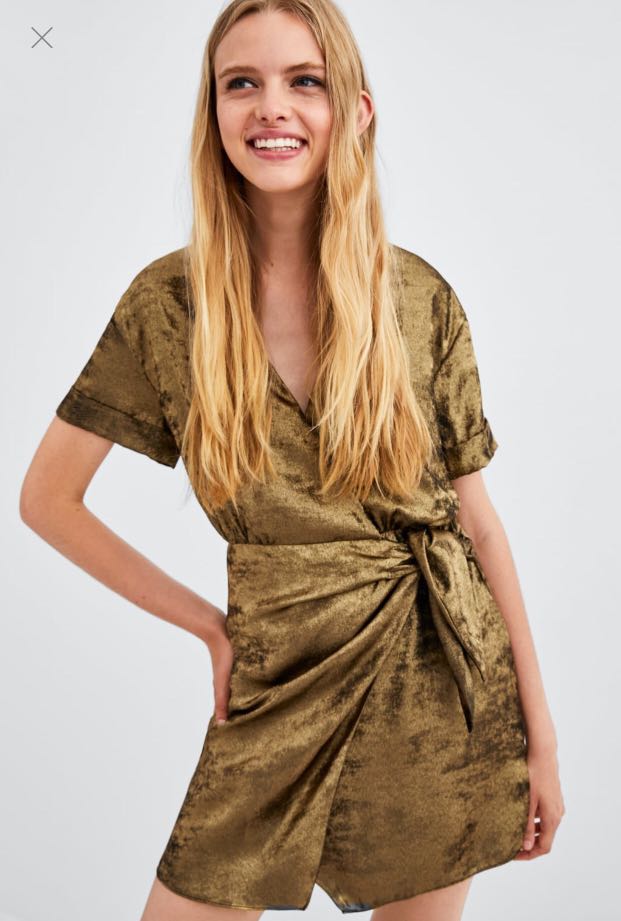 Zara gold wrap dress best sale