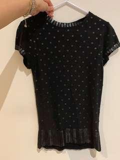 Alannah Hill Black Wool Sequin Top - Size 8 - Like New