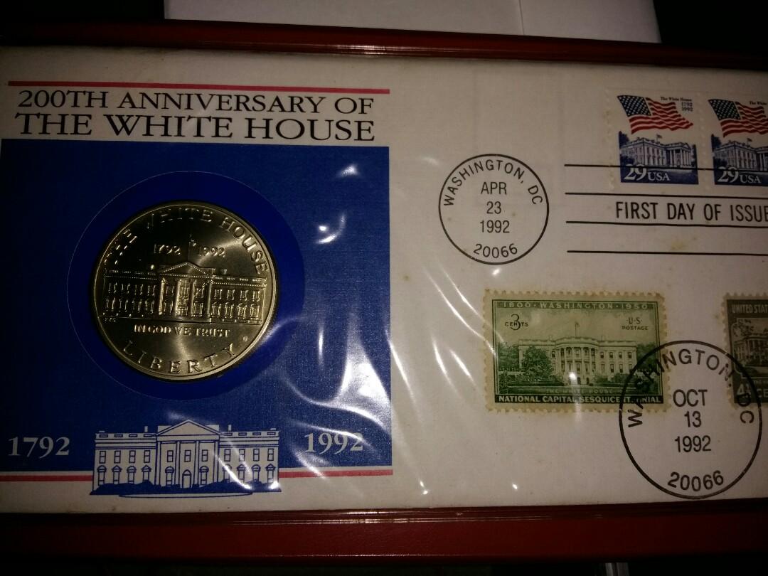 美國白宮200週年紀念1美元銀幣(26.73克)+官方郵票紀念封, 興趣及遊戲, 收藏品及紀念品, 錢幣- Carousell