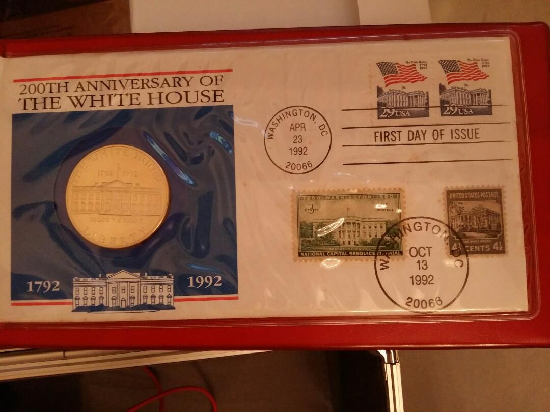 美國白宮200週年紀念1美元銀幣(26.73克)+官方郵票紀念封, 興趣及遊戲, 收藏品及紀念品, 錢幣- Carousell