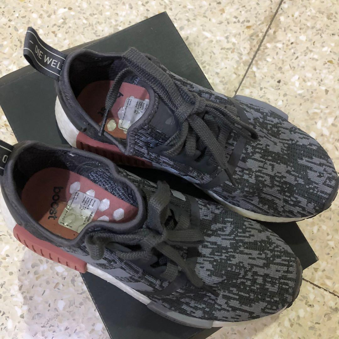 adidas NMD R1 Heather Grey Raw Pink Style Code BY9647 Fesyen Wanita Sepatu di Carousell