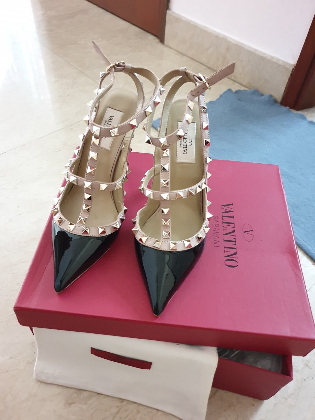 valentino patent rockstud heels