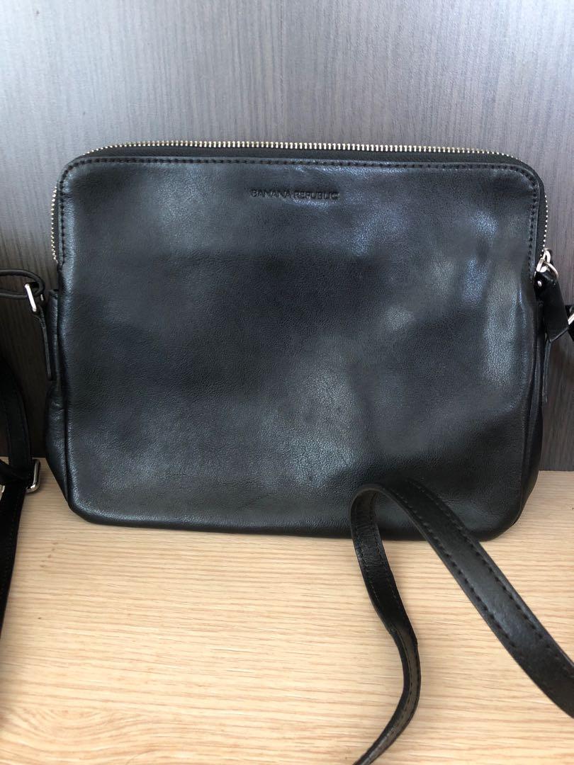 black leather laptop tote