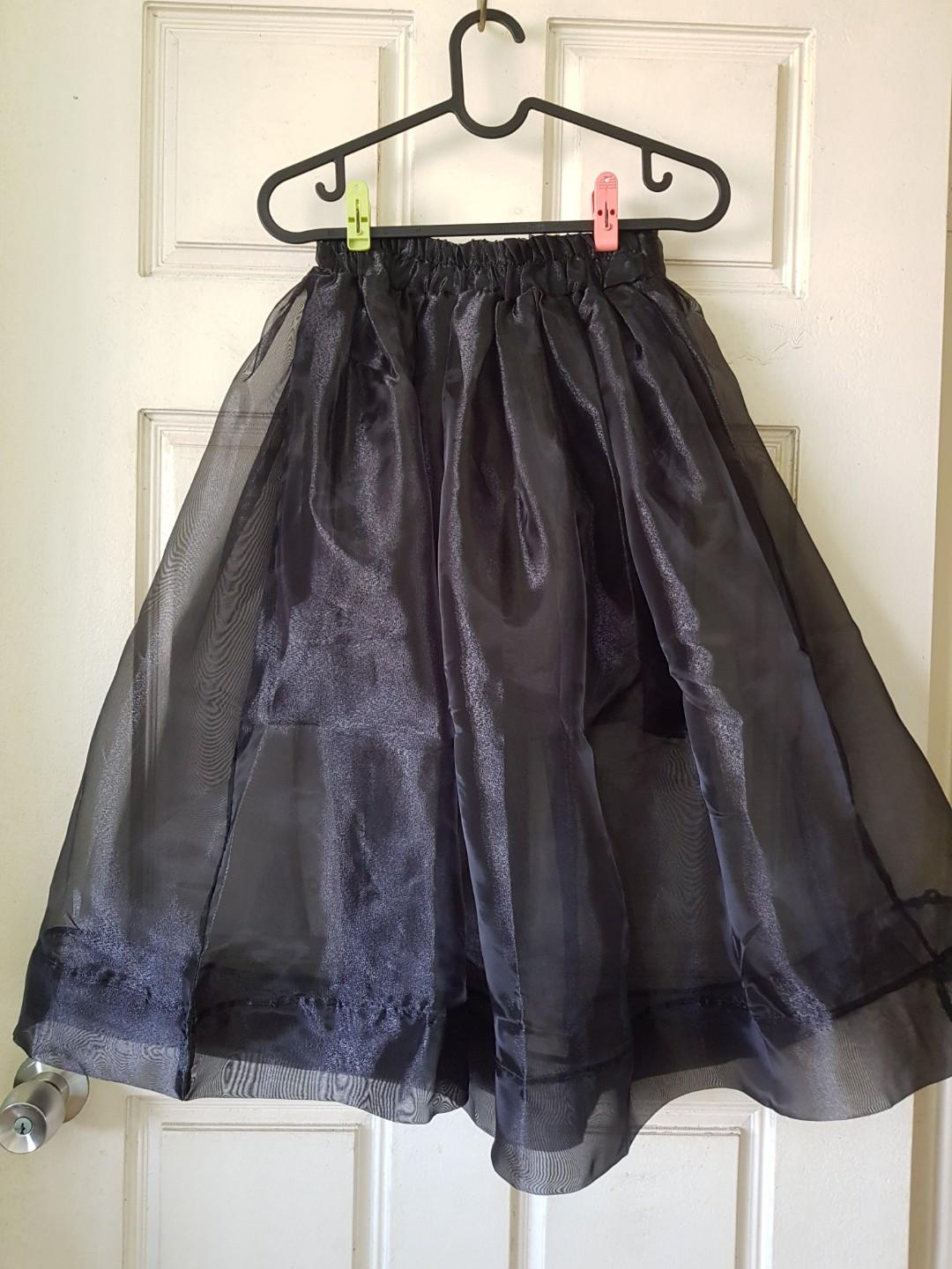 Black Sheer veil skirt with lining, Women's Fashion, Bottoms, Skirts on ...