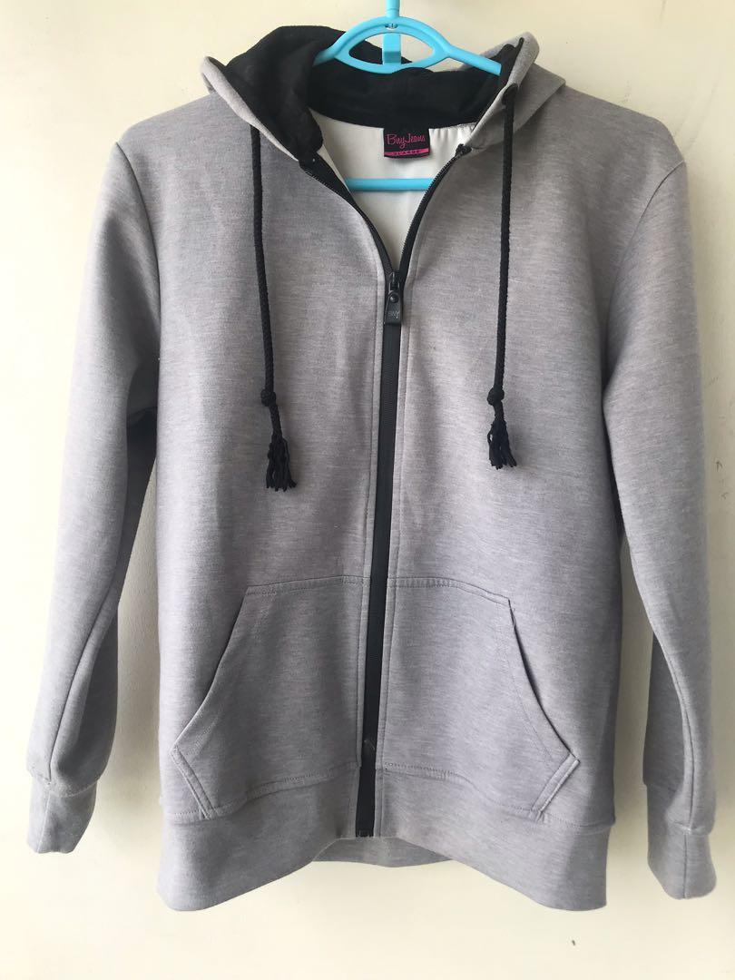 BNY Jeans Gray Hoodie Jacket Women s Fashion Coats Jackets and