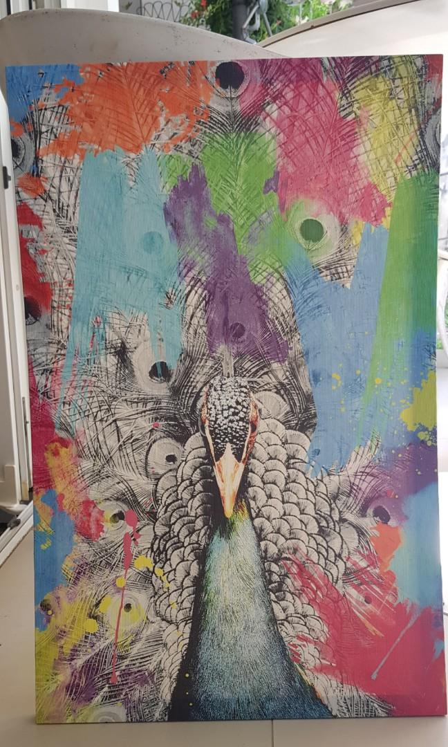 Diwali Painting Canvas Painting Peacock Ready To Hang Furniture