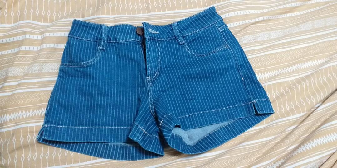 women's striped denim shorts