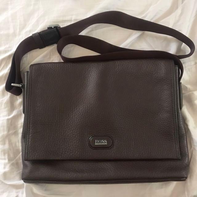 Hugo Boss Leather Messenger Bag