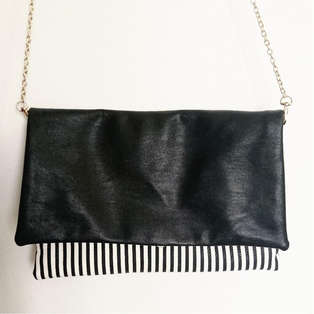 black and white clutch bag