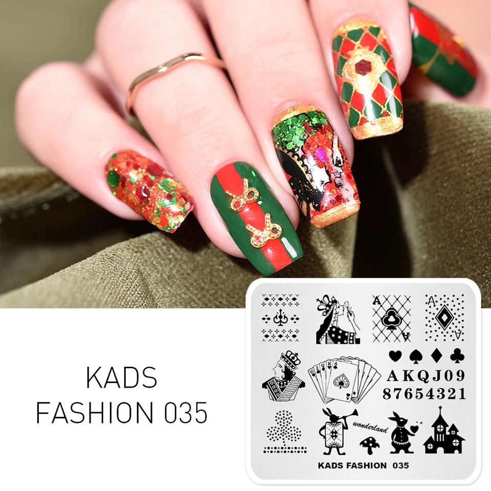 Kads 1pc Fashion Poker Design Nail Stamping Plates Nail Art Stamp