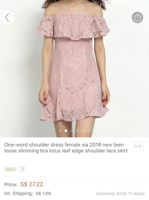 pink lace dress off shoulder