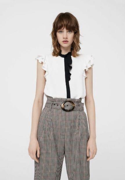 black and white ruffle blouse