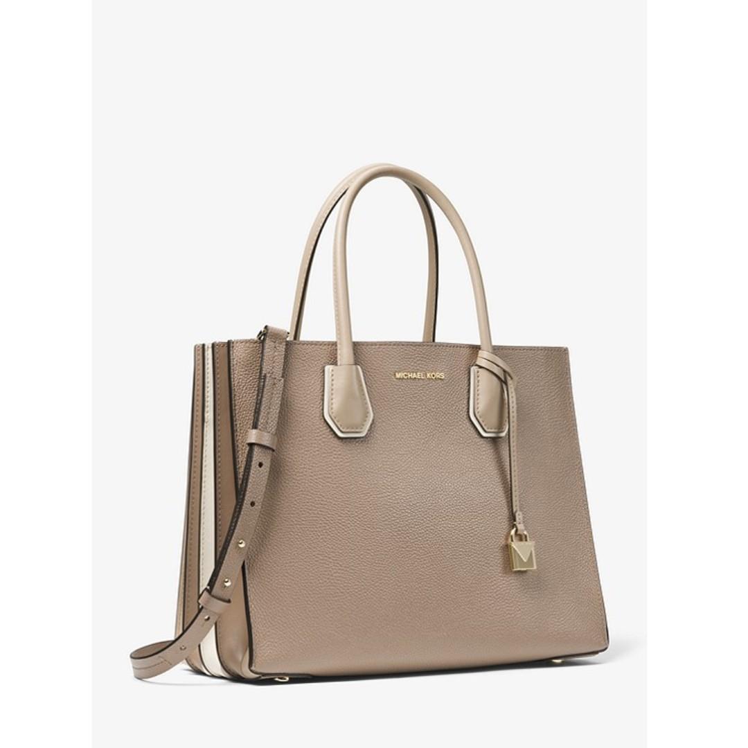 michael kors mercer large pebbled leather accordion tote bag
