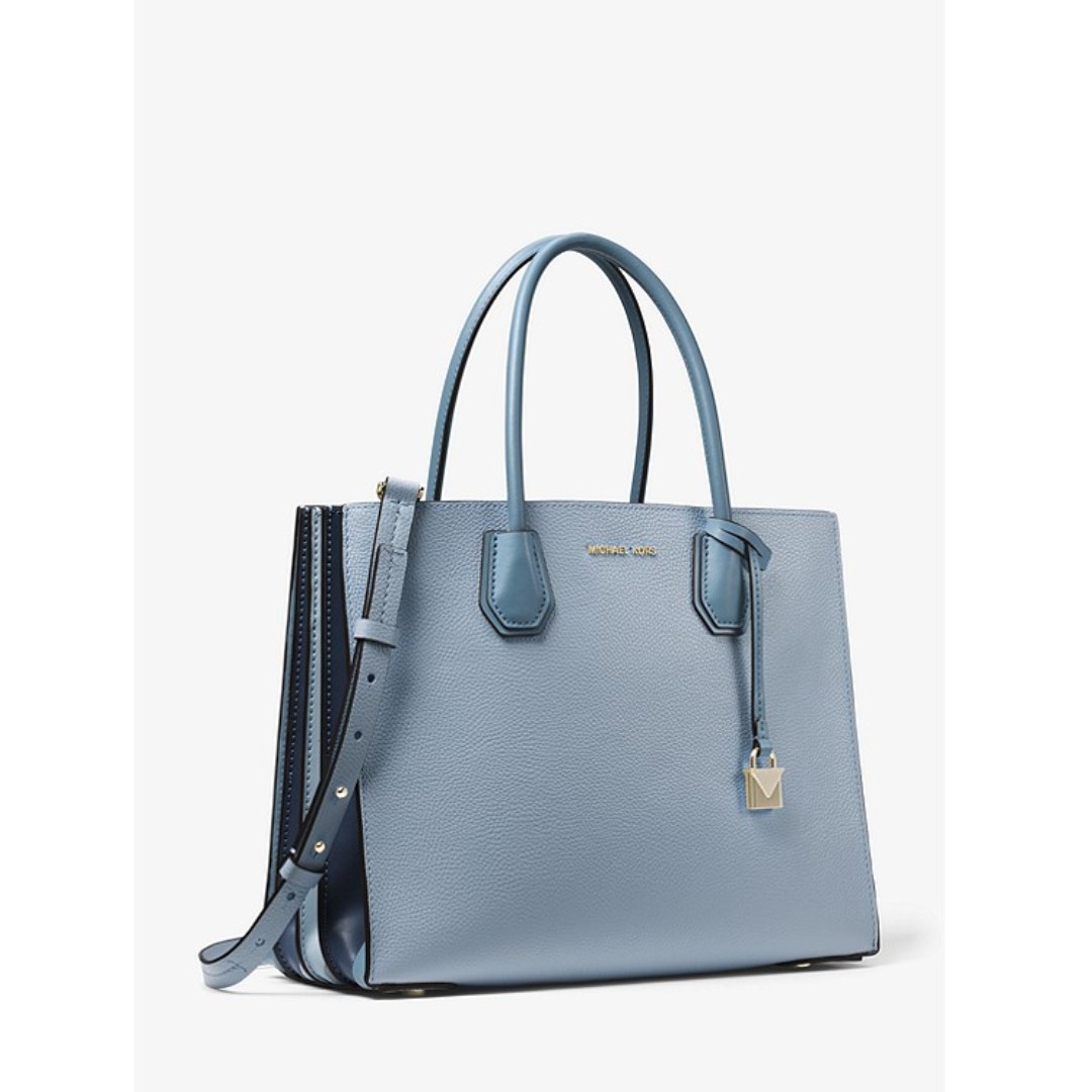 mercer large pebbled leather accordion tote bag