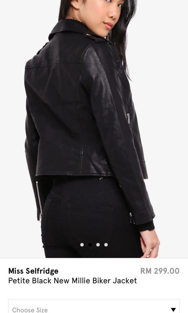Miss selfridge petite leather jacket online