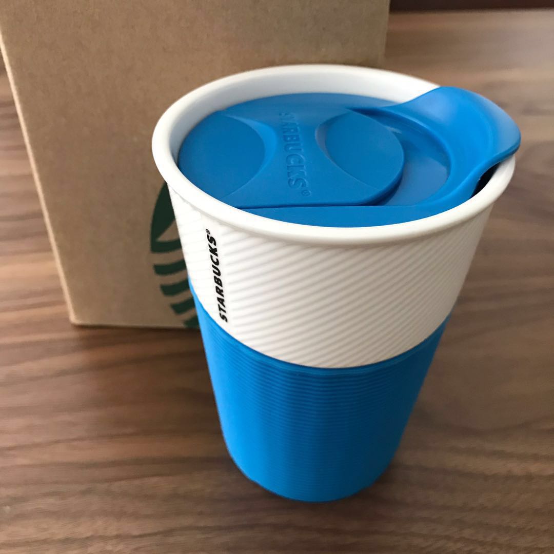 NEW Starbucks To-Go Tumbler Mug Blue Sleeve Push Lid 8fl oz/237ml Collectors item @sunwalker, Furniture & Home Living, Kitchenware & Tableware, Coffee & Tea Tableware on Carousell
