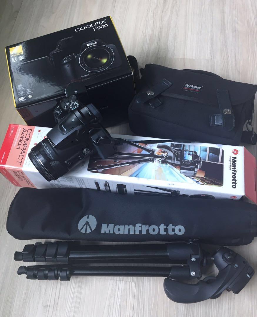 Nikon Coolpix P900 & Manfrotto tripod, Photography, Cameras on Carousell
