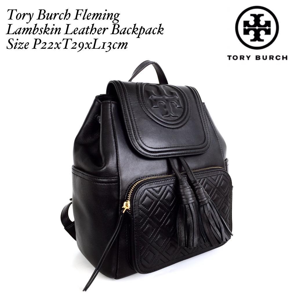 READY Name Tory Burch Fleming Lambskin Leather Backpack Size P22xT29xL13cm Harga 2.700.000 Berat 1kg Kualitas SISA PRODUKSI PABRIK