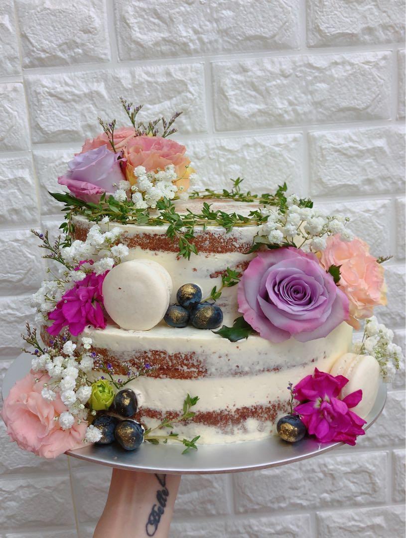 Blush Floral Rustic Customised Cake