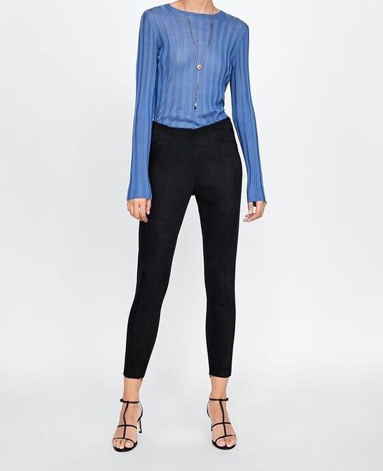 Zara faux suede jeans (Category: Jeans) located in Tarlac. Submitted by mrsduque (Listing ID 209262123, Image 1). Description: black Soft-touch leggings with an elastic interior waistband with side zip fastening hidden in the seam. Valued at 2,300php.