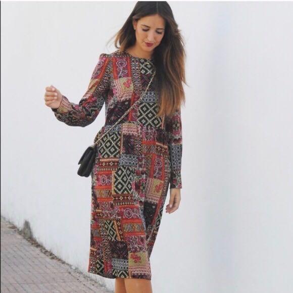 zara voluminous patchwork dress