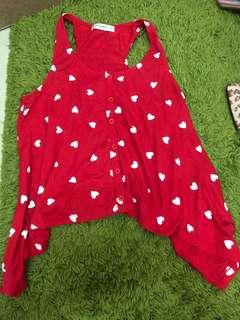 Red love pattern tank top Kitschen