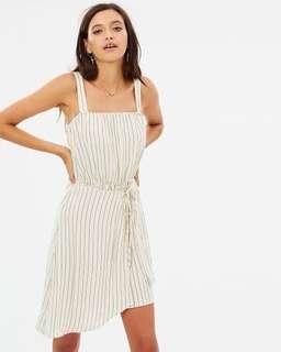 vertical stripe wrap dress