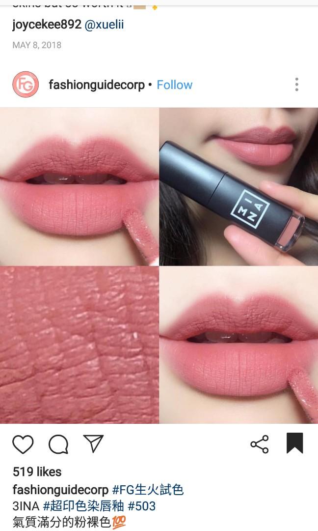 3ina The Longwear Lipstick 503 Health Beauty Makeup On Carousell 3ina the longwear lipstick swatches | eleanor j'adore. 3ina the longwear lipstick 503