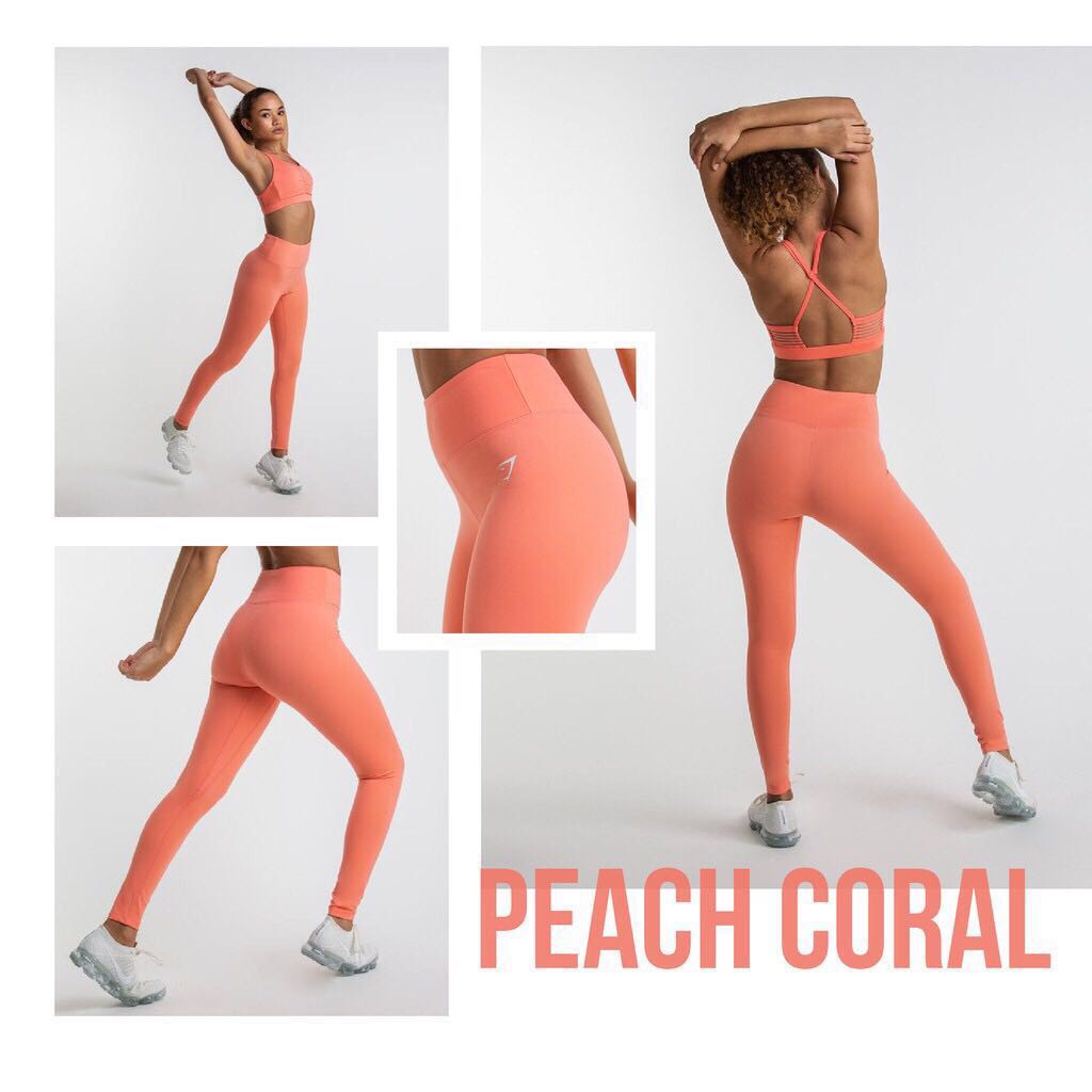 PEACH CORAL DREAMY LEGGINGS TIGHTS 