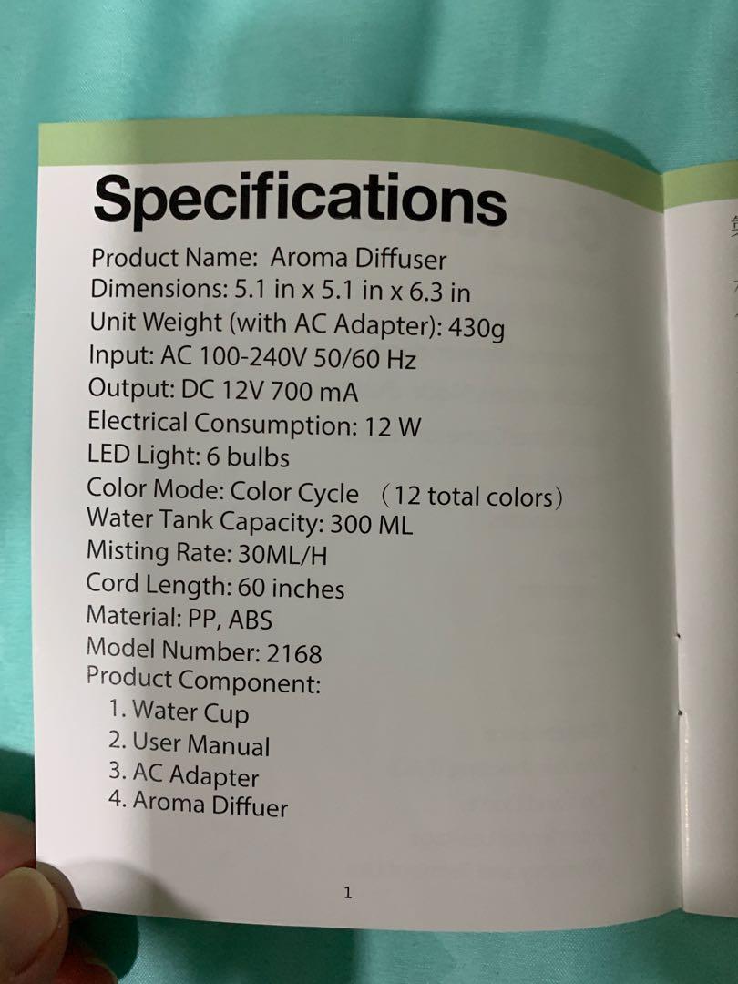 Aroma Diffuser (Category: Everything Else) located in Singapore. Submitted by sunshineshopee (Listing ID 208332579, Image 2). Description: .