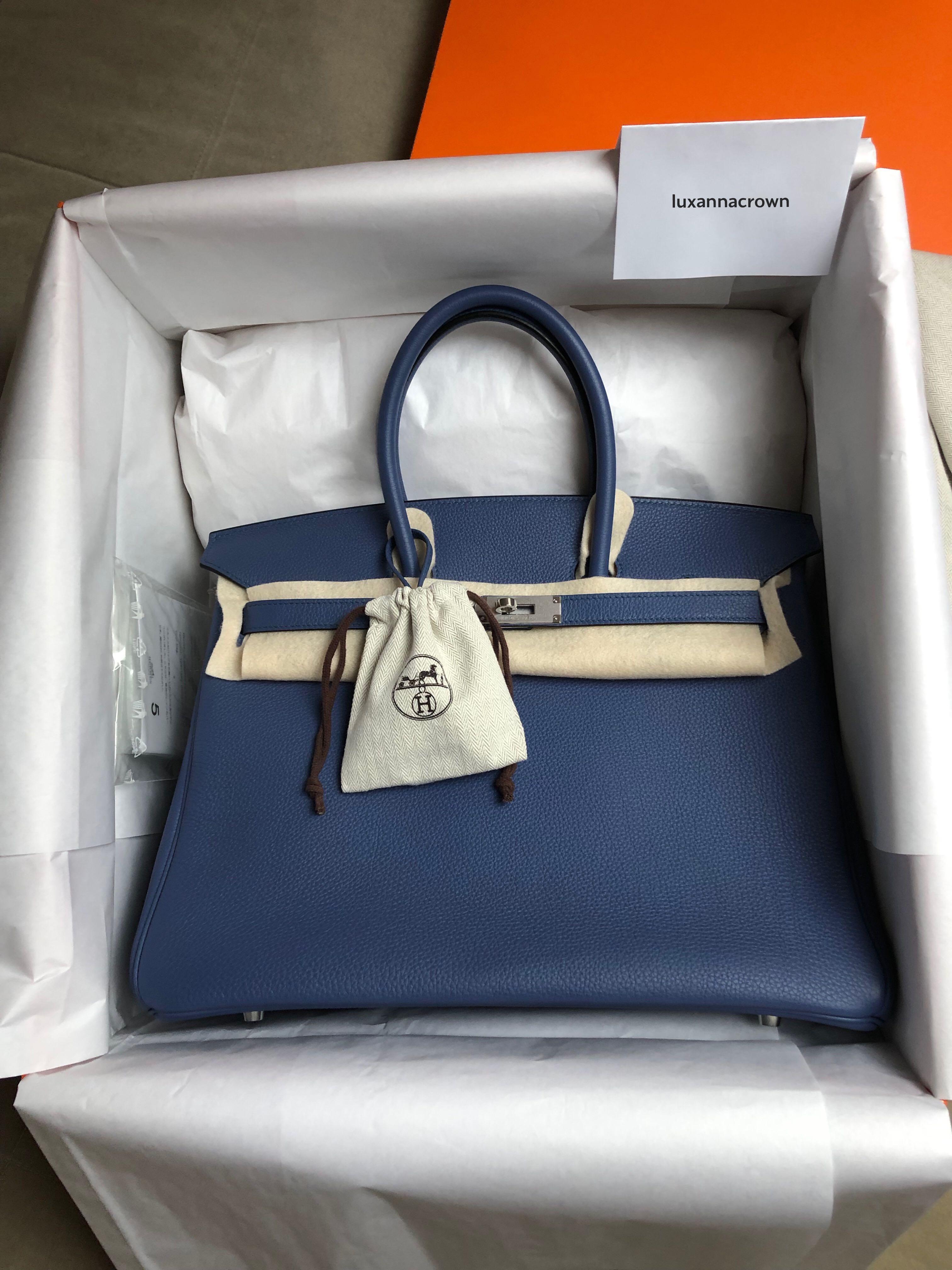 Hermes Blue Brighton PHW Crocodile Porosus Birkin 30cm 2007