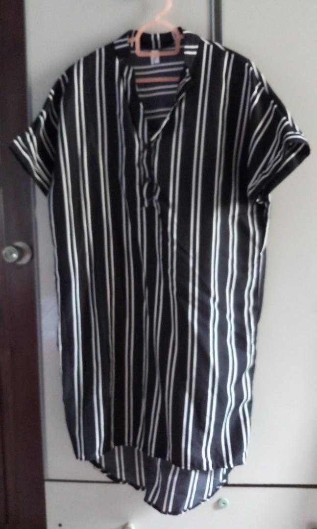black and white vertical striped dress