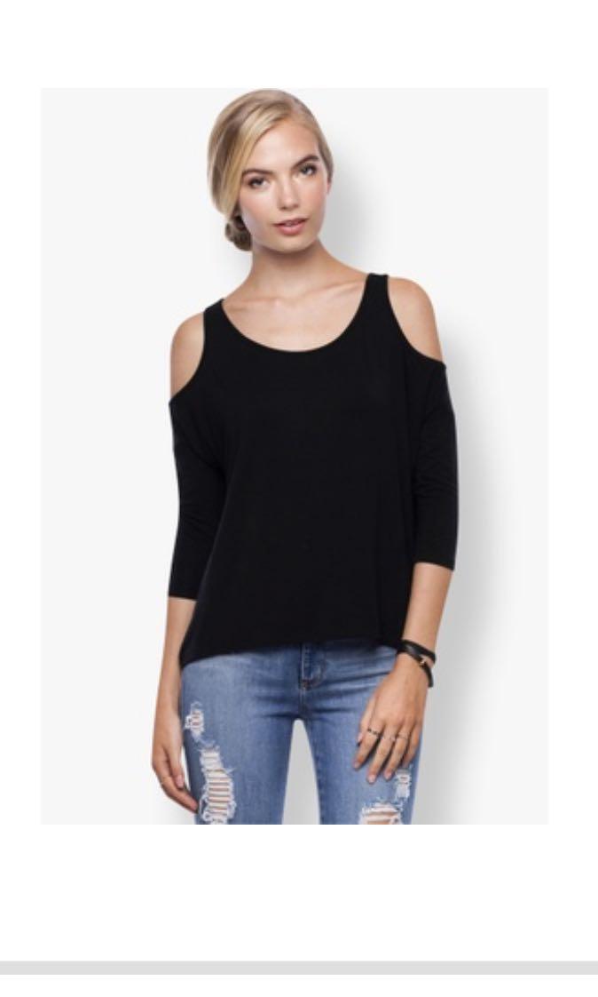 black cold shoulder top