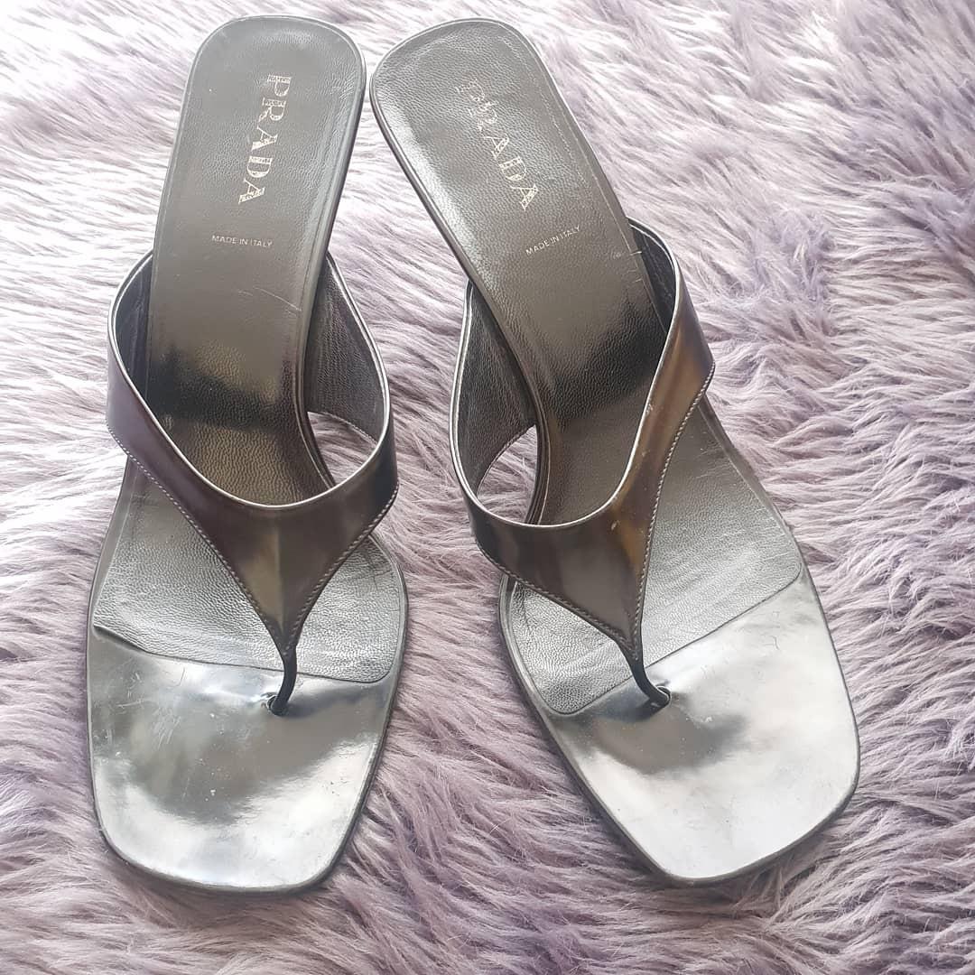 kitten heel slide sandals