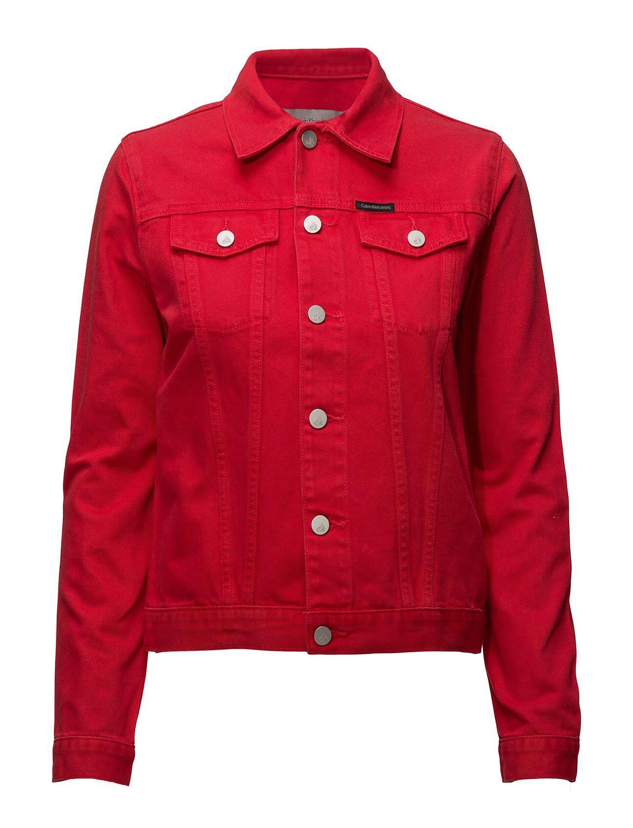 Calvin klein red denim jacket top