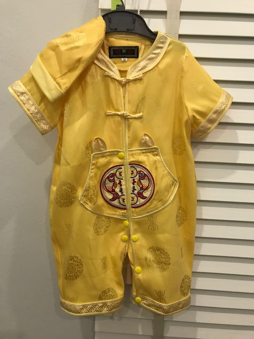 CNY outfit with matching cap, Babies & Kids, Babies & Kids Fashion on ...