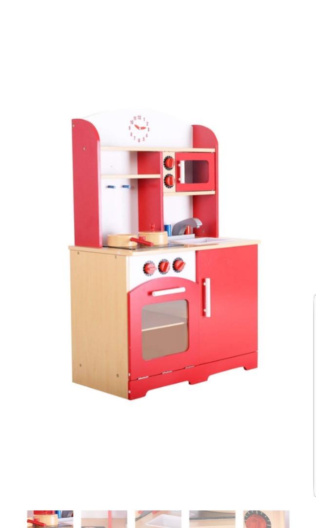 Costway Wood Wooden Play Pretend Kitchen Play Set For Kids Cooking