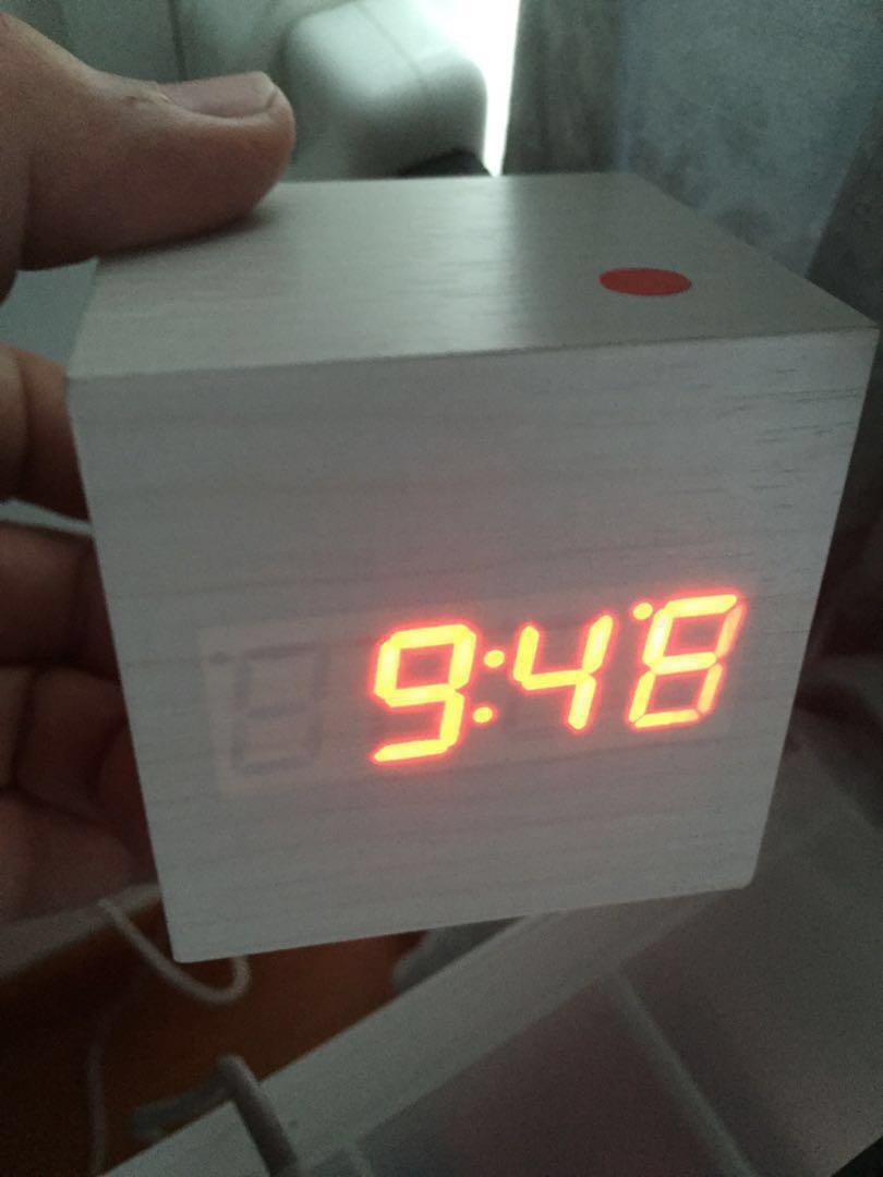 Cubic wooden LED clock, Furniture & Home Living, Home Decor, Clocks on