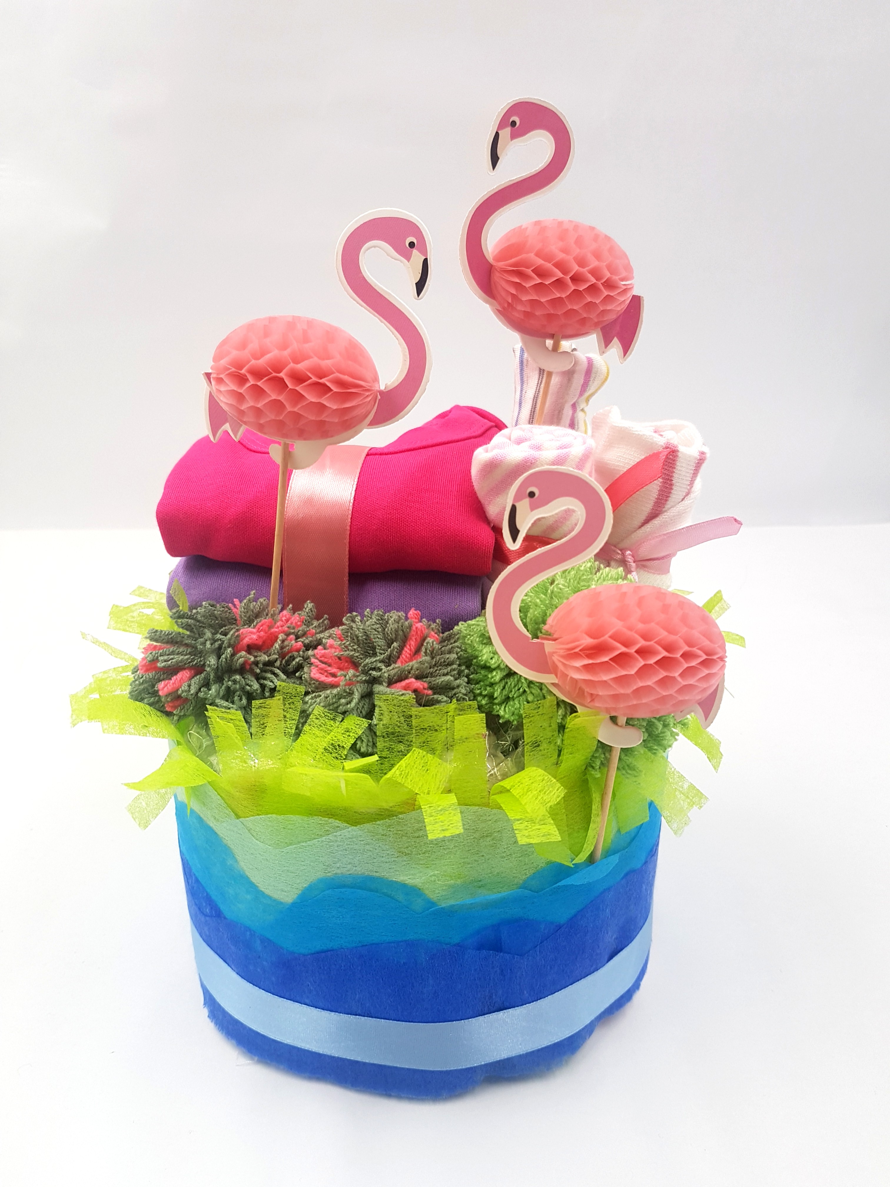 flamingo diaper cake