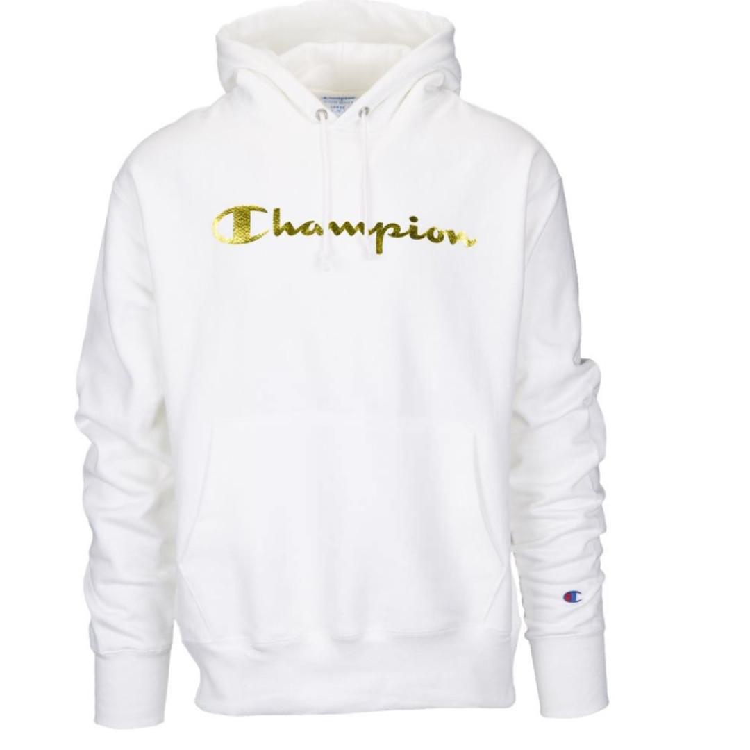 champion script hoodie black and gold