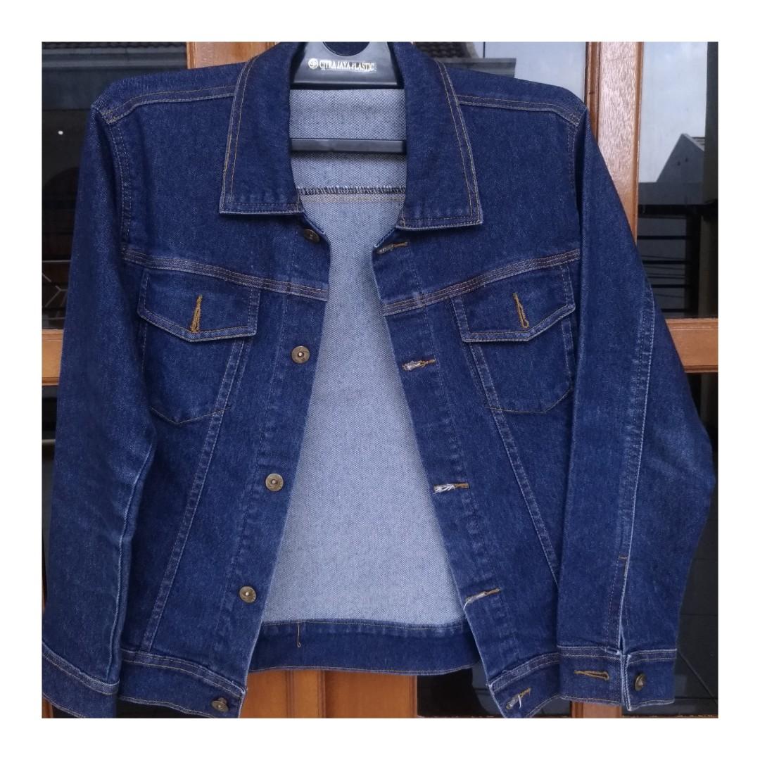 Re pricee!! Jaket jeans navy, Fesyen 