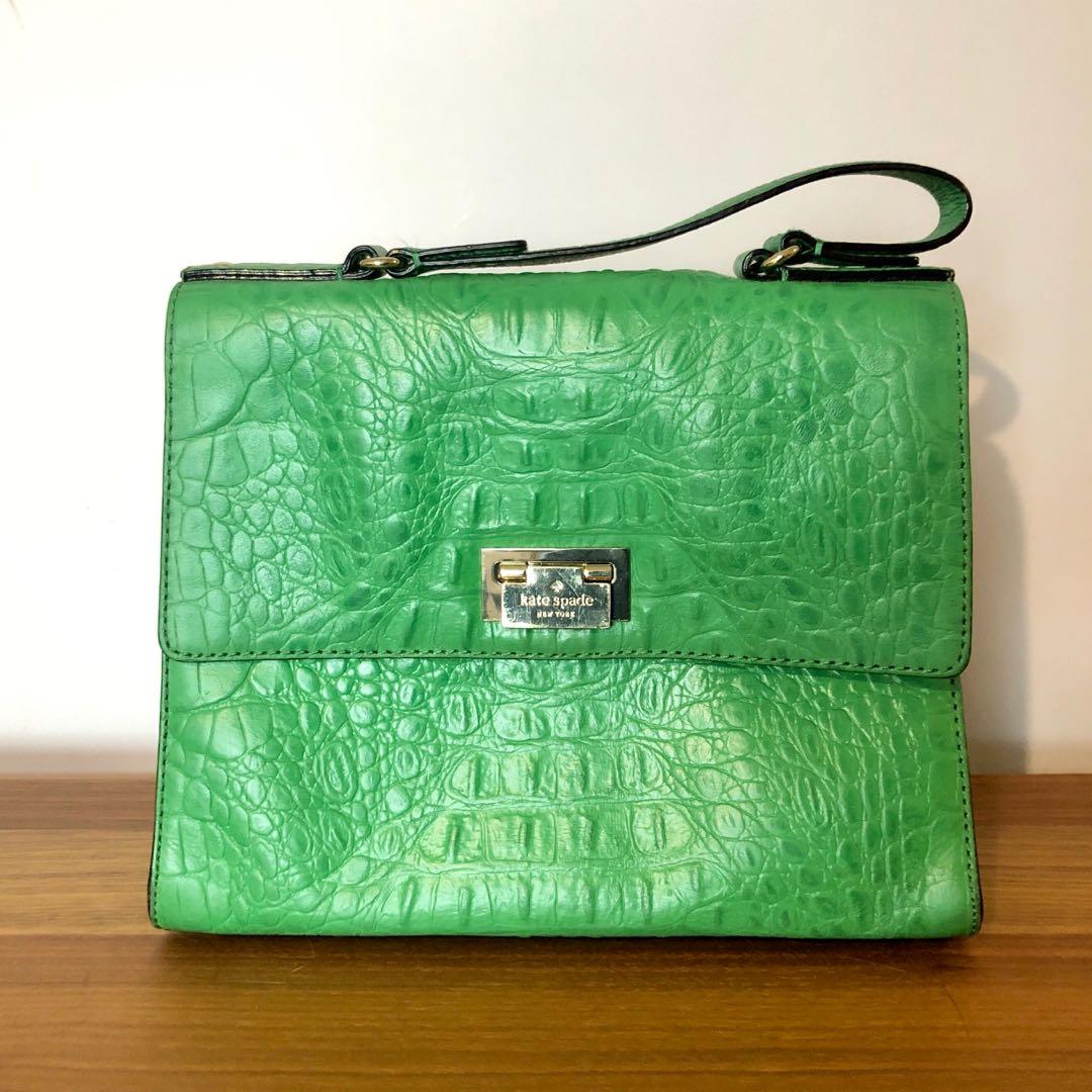 Shoulder Bags | Smile Croc-Embossed Leather Small Shoulder Bag Dark Deep  Jasper - Kate Spade Womens « Rachael Canning