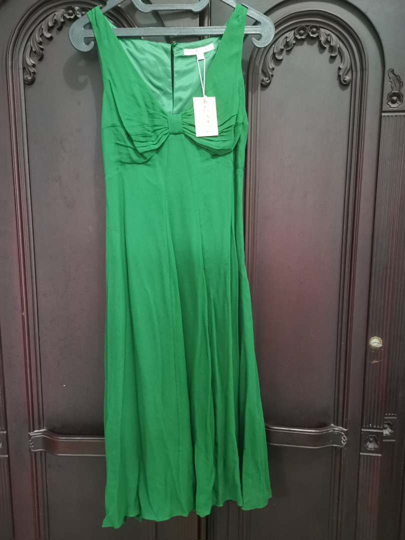 lk bennett green silk dress